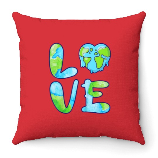 LOVE Earth Day 2023 Cute Earth Lover Kids Throw Pillows