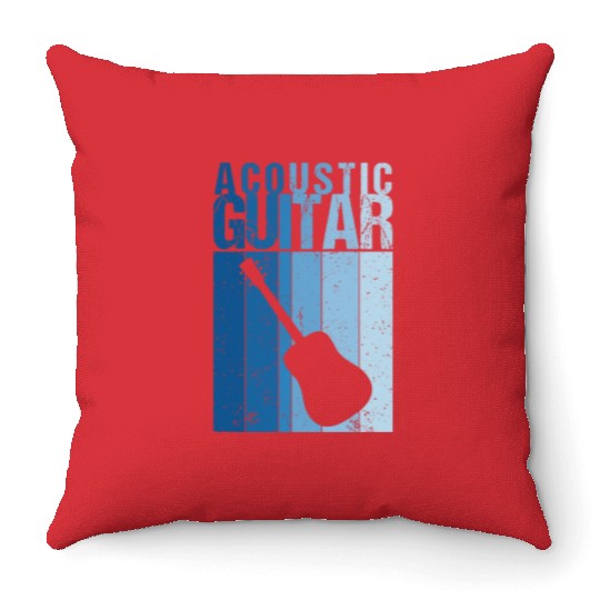 Vintage Acoustic Guitar Country Blues Musician Throw Pillows
