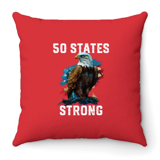 50 States Strong American Bald Eagle America 4th Throw Pillows