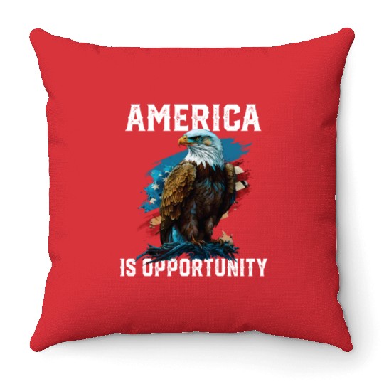 America Is Opportunity American Bald Eagle July 4 Throw Pillows