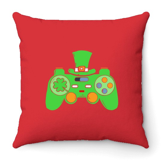 Video Game Gaming St Patricks Day Gamer Throw Pillows