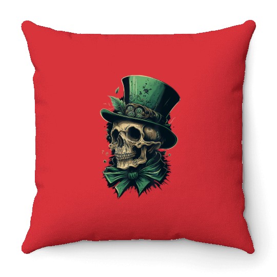 St Patrick s Lucky Irish Skull Throw Pillows