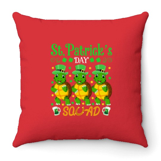 St. Patrick’s Day Squad Funny Turtle Lover Throw Pillows
