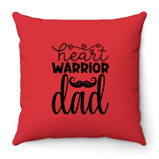 Heart Warrior Dad Throw Pillows