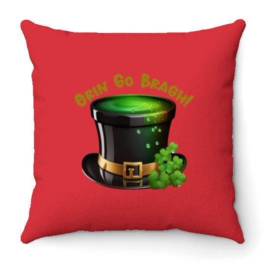 Get Lucky with this 'Erin go Bragh' Top Hat Design Throw Pillows