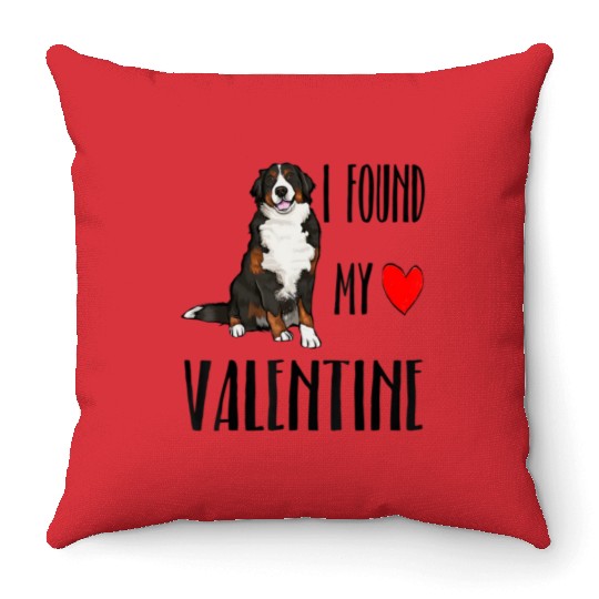 I Found My Valentine Day Bernese Mountain Dog Dog Throw Pillows