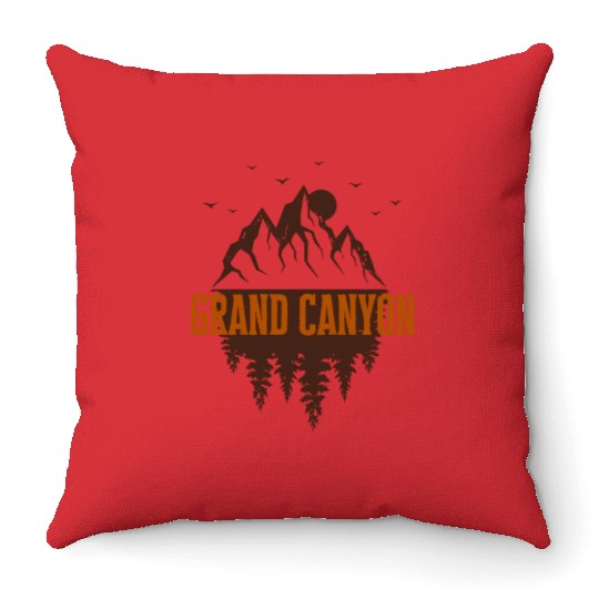 grand canyon retro mountain Throw Pillows