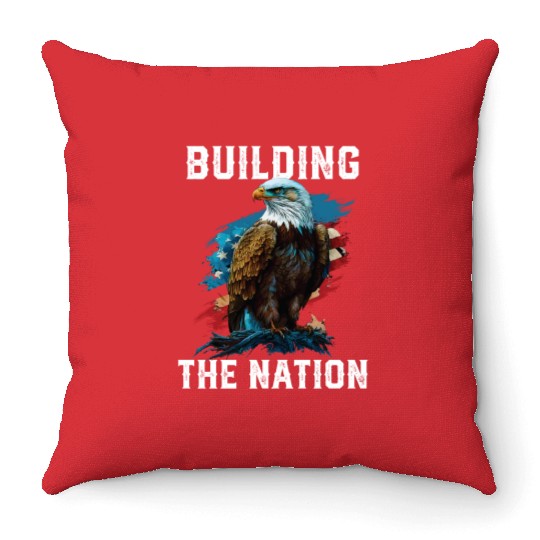 Building the Nation American Bald Eagle America Throw Pillows