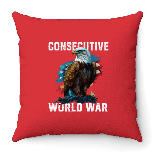 Consecutive World War American Veteran USA Fourth Throw Pillows