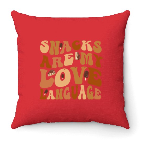 Snacks Are My Love Language Throw Pillows