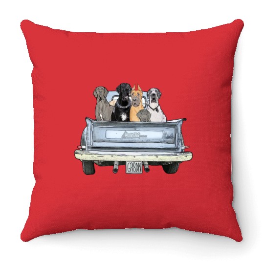 Great Danes in a Pickup Truck Top for Men Large Throw Pillows
