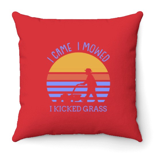 Lawn Mowing Lawn Care Throw Pillows