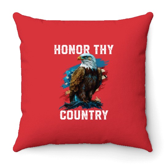 Honor Thy Country American Bald Eagle America USA Throw Pillows