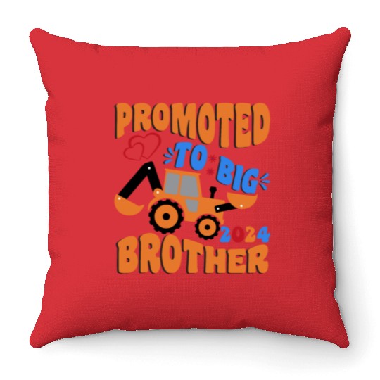 Promoted to Big Brother - New Baby Announcement Throw Pillows