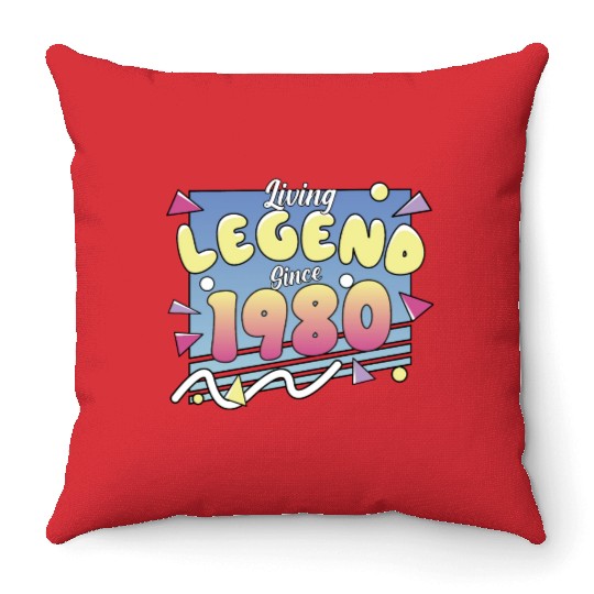 Living Legend Since 1980, 80s Themed Birthday Throw Pillows