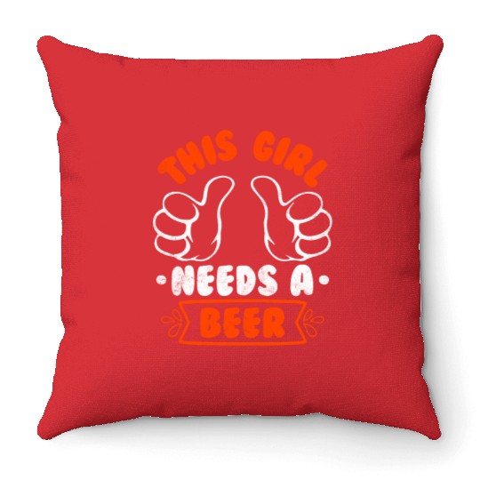 This girl needs a beer vacation Spring Break Throw Pillows
