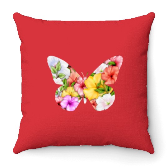 Coconut Girl Aesthetic Butterfly Hibiscus Throw Pillows