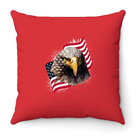Patriotic Eagle US American Flag Bald Eagle USA Throw Pillows