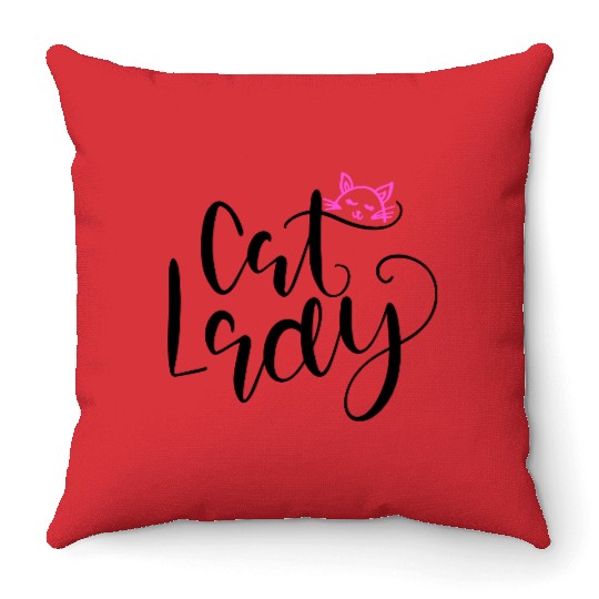 Cat lady Meow Throw Pillows