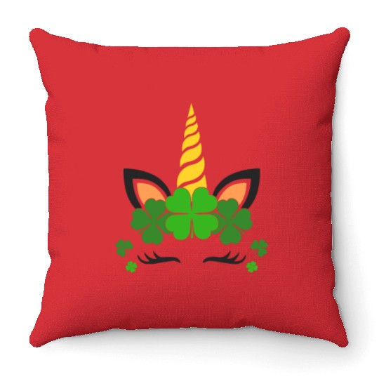 Lucky Unicorn, Magical St Patricks day, St Paddy C Throw Pillows