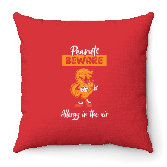 Peanuts Beware Allergy In The Air Peanut Allergic Throw Pillows
