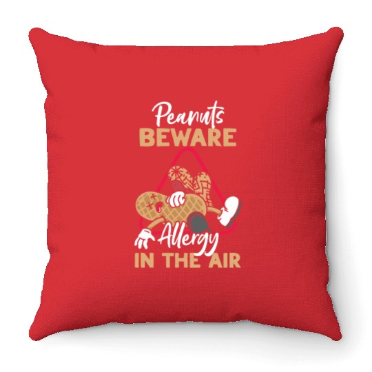 Peanuts Beware Allergy In The Air Peanut Allergic Throw Pillows