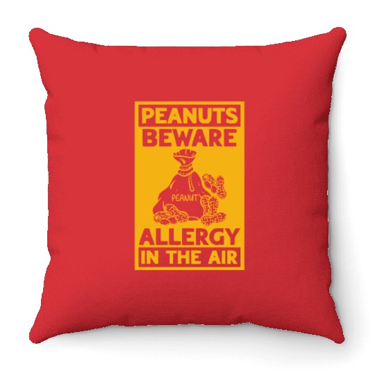 Peanuts Beware Allergy In The Air Peanut Allergic Throw Pillows