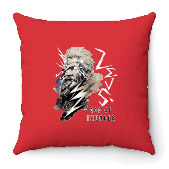 Zeus Greece God Of Thunder Lightning Mythology Gre Throw Pillows