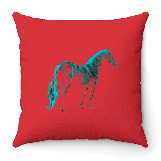 Turquoise Equestrian Art Horse Lover Western Rodeo Throw Pillows