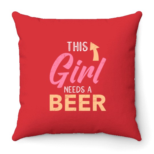 This girl needs a beer vacation Spring Break Throw Pillows