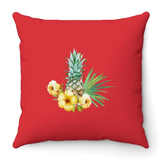 Tropical Flower Pineapple Summer Girl Hawaii Throw Pillows