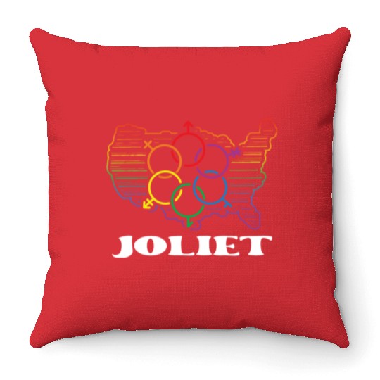 Joliet Pride Month Pride Flag LGBT Community LGBTQ Throw Pillows
