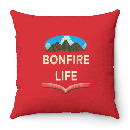 Bonfire Life Camping Wildlife Camper Outdoor Natur Throw Pillows