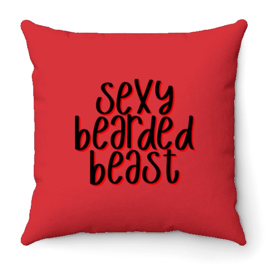 Sexy Bearded Beast 3 Throw Pillows