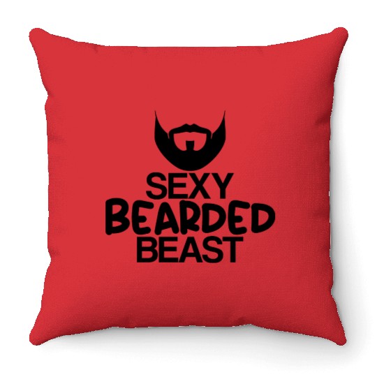 Sexy Bearded Beast 4 Throw Pillows