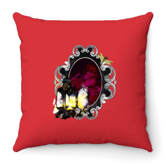 041 The Lantern And The Dragonfly Throw Pillows