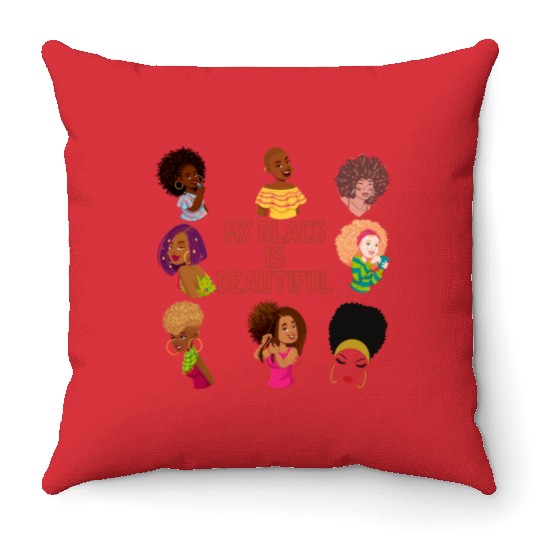 My Black Is Beautiful Throw Pillows