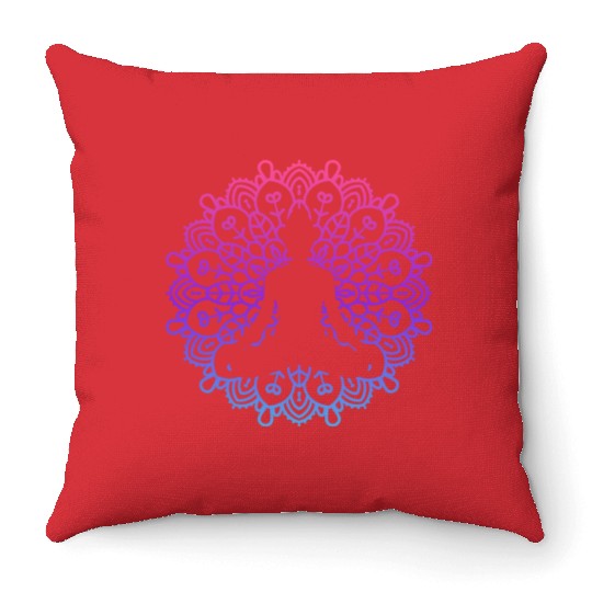 Yoga Meditation Mandala Vector Throw Pillows