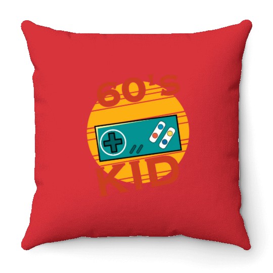 Gamer Kid Retro 60s 1960s Throw Pillows