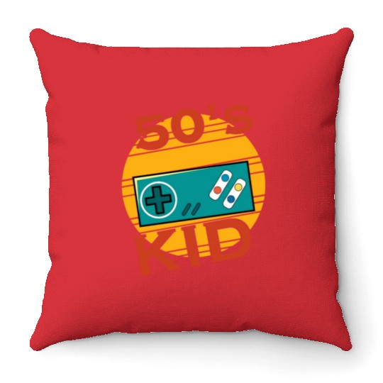 Gamer Kid Retro 50s 1950s Throw Pillows