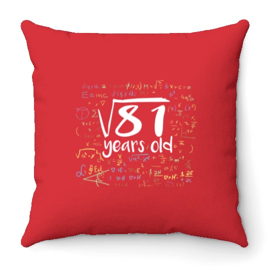 9th Birthday Square Root of 81: 9 Years Old Gift Throw Pillows