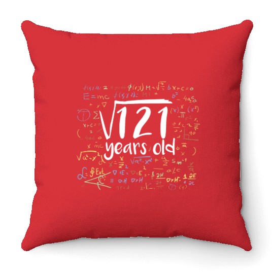 11st Birthday Square Root of 121: 11 Years Old Throw Pillows