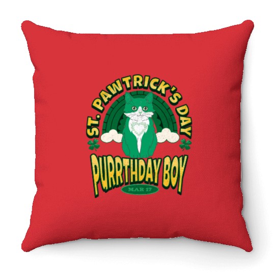St Patricks Day Birthday Boy Born on Saint Paddy's Throw Pillows