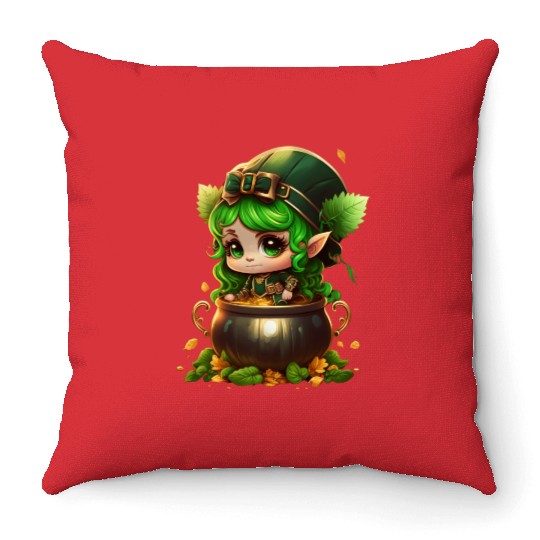 St. Patrick's Day Elf Saint Patricks Day Outfit Throw Pillows