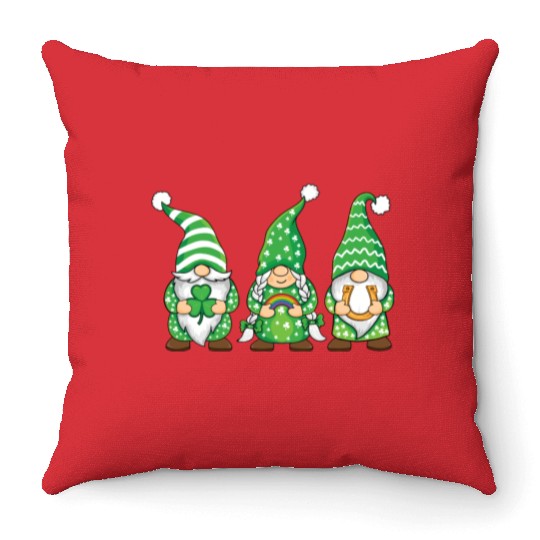 St. Patrick's Day Gnomes Saint Patricks Day Outfit Throw Pillows