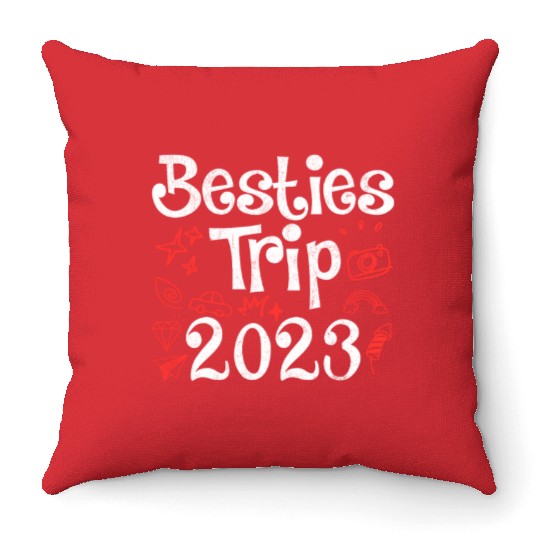 Besties Trip 2023 Summer Vacation Spring Break Throw Pillows