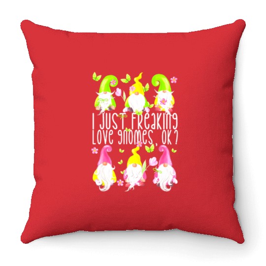 Funny Spring Gnome Quote For Women Girls Cute Summ Throw Pillows