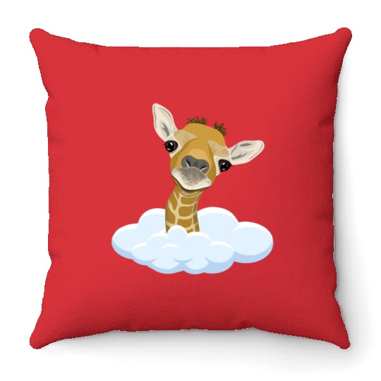 Giraffe with overlook Throw Pillows