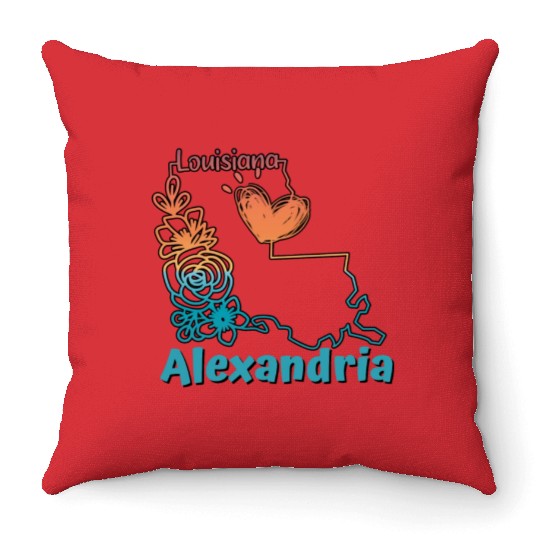 Alexandria Louisiana I love my home town Throw Pillows