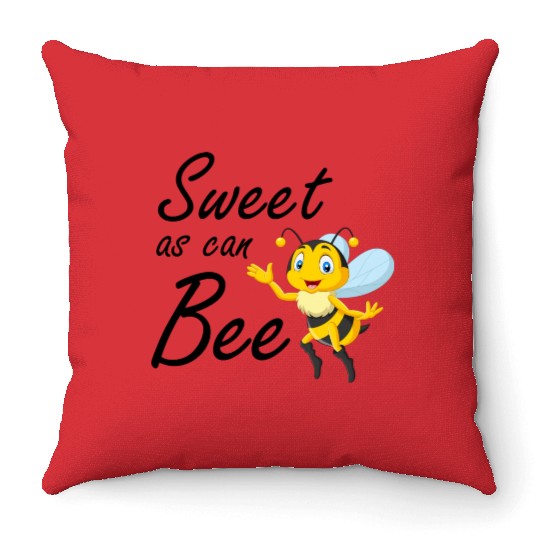 Sweet As Can Bee Sweet baby, Cute honey bee Throw Pillows